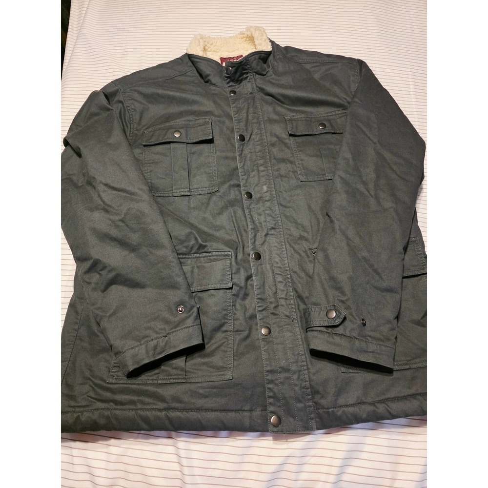 1074 Alesbury Mens Slate Grey Sherpa Lined Field Jacket Canvas MGW30275 XL